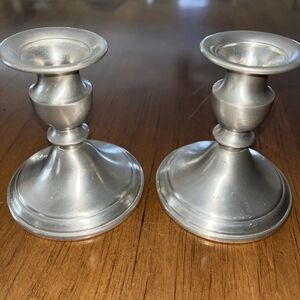 Pair Leonard Genuine Pewter Candlestick Holders Vintage Weighted 4"